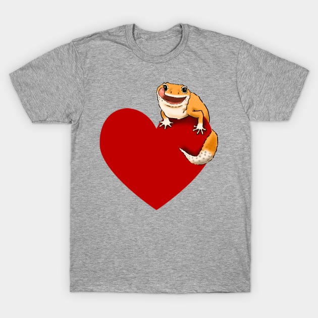 Leopard Gecko Lover, Smiling Gecko on Heart, Gecko Mom, Gecko Dad, Gecko Kids T-Shirt by sockdogs